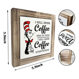 Coffee Wood Plaque Sign, I will Drink Coffee Everywhere, Box Wood Plaques Desk Décor, Rustic Coffee Wood Plaque, Home Décor Sign, Kitchen Sign, Coffee Station Decoration, Coffee Bar Decor 5.9×5.9inch