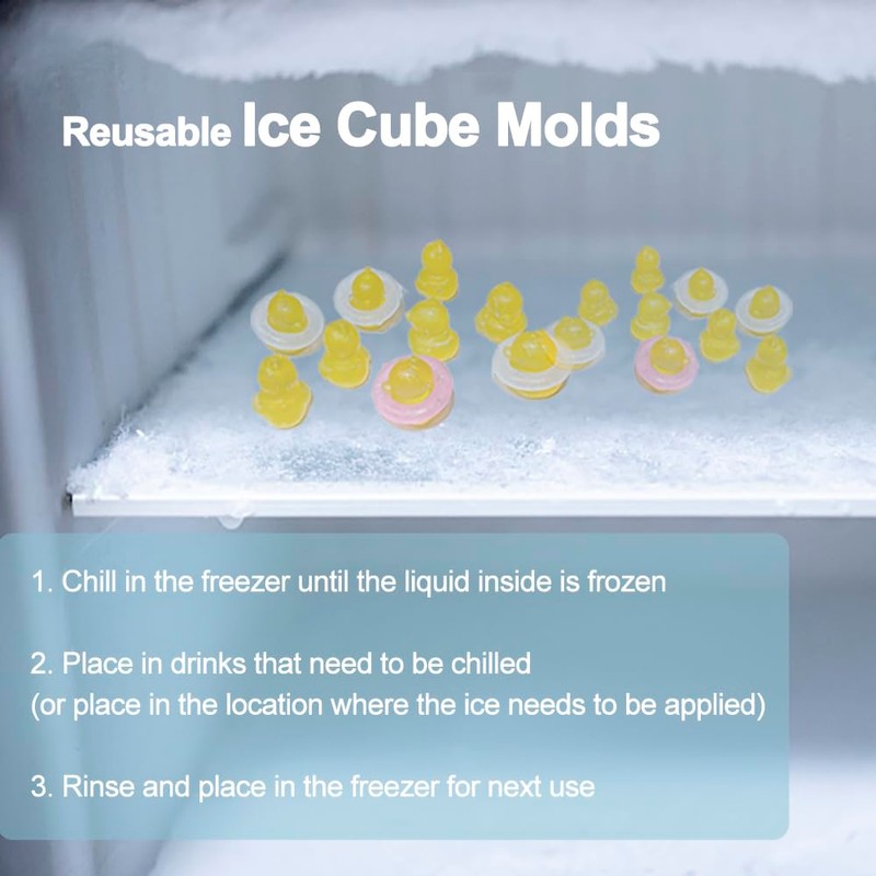 Reusable Ice Cubes for Drinks, 12Pcs Colorful Duck Shape Plastic