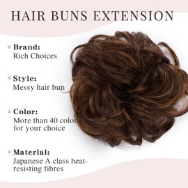 Messy Hair Scrunchies Hair Bun Extensions Curly Wavy Hair Pieces For Women Updo Ponytail Hair Extensions Hair Donut Hair Chignons Hair Accessories - Coffee Brown to Dark Brown