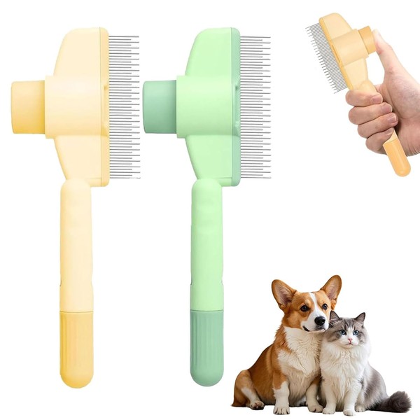 2 Items Fur Flash Brush, Self-Cleaning Pet Brush, Self-Cleaning Flea