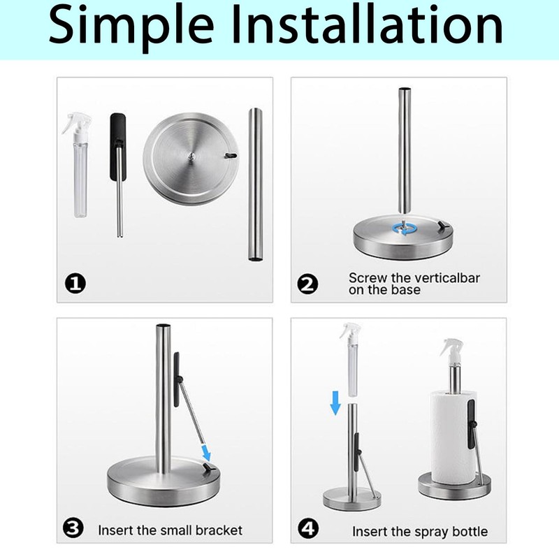 2 in 1 Stainless Steel Paper Towel Holder with Refillable