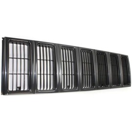 HeadLight Door and Front Grille 7PC SET Bundle Replacement For1997-2001 Jeep Cherokee SE/SPORT Model Primed Black Textured Plastic 55055137, 55055136 55055150 CH2512157 CH2513157 CH1200208
