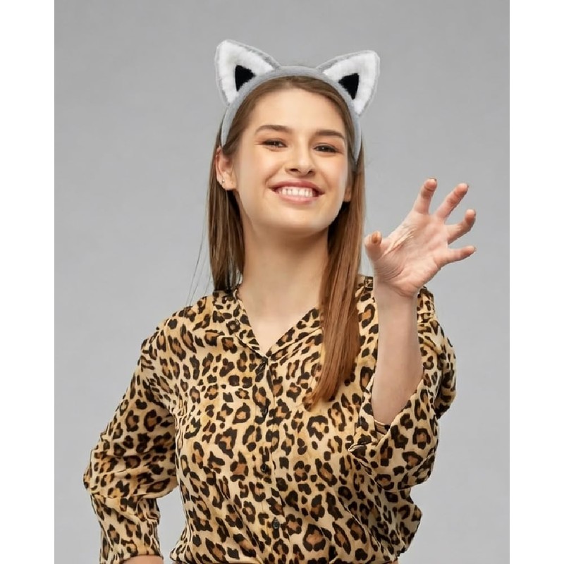 Grey Wolf Ears Headband Grey Cat Ears Headband Gray Fox