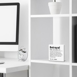 Humor Betrayal Definition Wooden Box Sign, Funny Office Gifts, Farewell Gifts for Coworkers, Going Away Gifts for Coworkers Women Men, Wooden Plaque Sign Office Home Bedroom Decor Desk Shelf Decor
