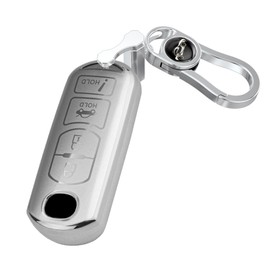 Funda de llavero de plata pulida con llavero resistente para llave inteligente (para Ford)