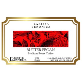Butter Pecan Medium Roast Coffee (Single Serve K-Cup Pods) (Gourmet, Naturally Flavored, Whole Coffee Beans) (12 pods, ZIN: 571608)