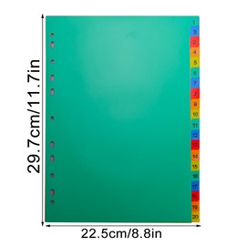 Rongxze 100 Sheets/5 Sets of Dividers A4, Index for A4 Folder with Numbers 1-20 Index, Coloured Dividers for A4 Folders Made of PP for Ring Binder Inserts, Loose Leaf Notebook (30 x 22.5 cm)