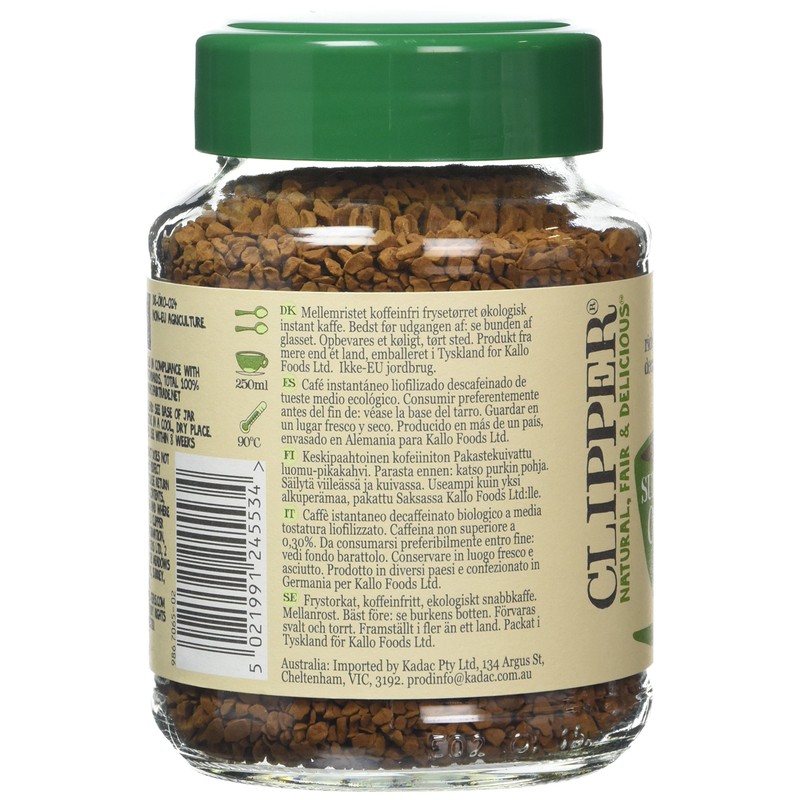 Clipper Fairtrade Medium Roast Decaffeinated Organic Arabica Coffee 100 g