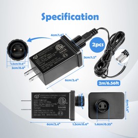 JYNTERPLAY 2Pack 12V 1A Replacement Yard Inflatable Adapters Class 2 Power Supply with 2 6.6ft Extension Cords Transformer US Plug for LED String Lights Christmas Thanksgiving Decoration