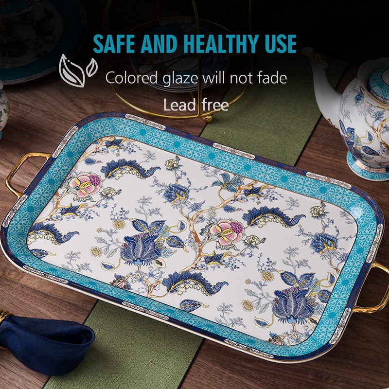 ACMLIFE British Serving Tray Set, 21 inches Bone China English