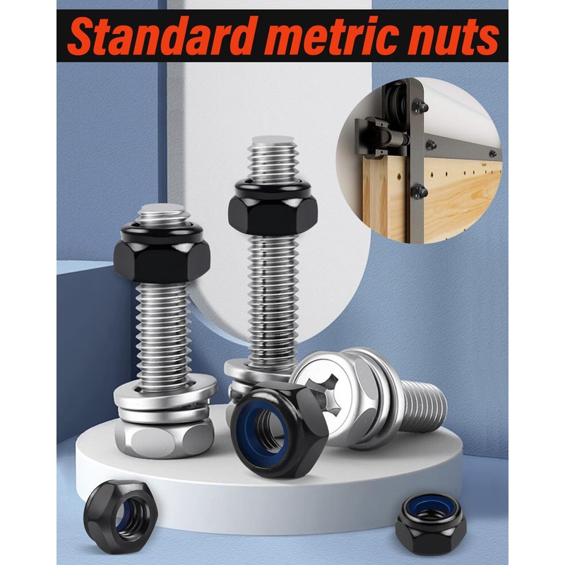 20Pcs M5 Nuts, Jeboler 5mm Self Locking Nuts Black Hex