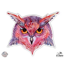 GT Graphics Owl Beautiful Drawing - 8" Vinyl Sticker - for Car Laptop I-Pad - Waterproof Decal