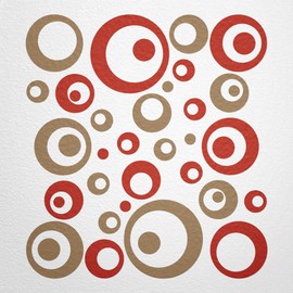 WANDfee® Wall Tattoo, Circles, Dots, 50 Stickers, Colour Choice For Children's Bedroom, Living Room, Hallway, Bathroom, Kitchen, Tile Stickers, red