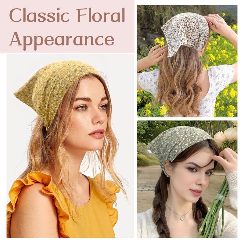 Mtuihfo 5PCS Hair Bandanas for Women, Floral Bandana Headband Elastic