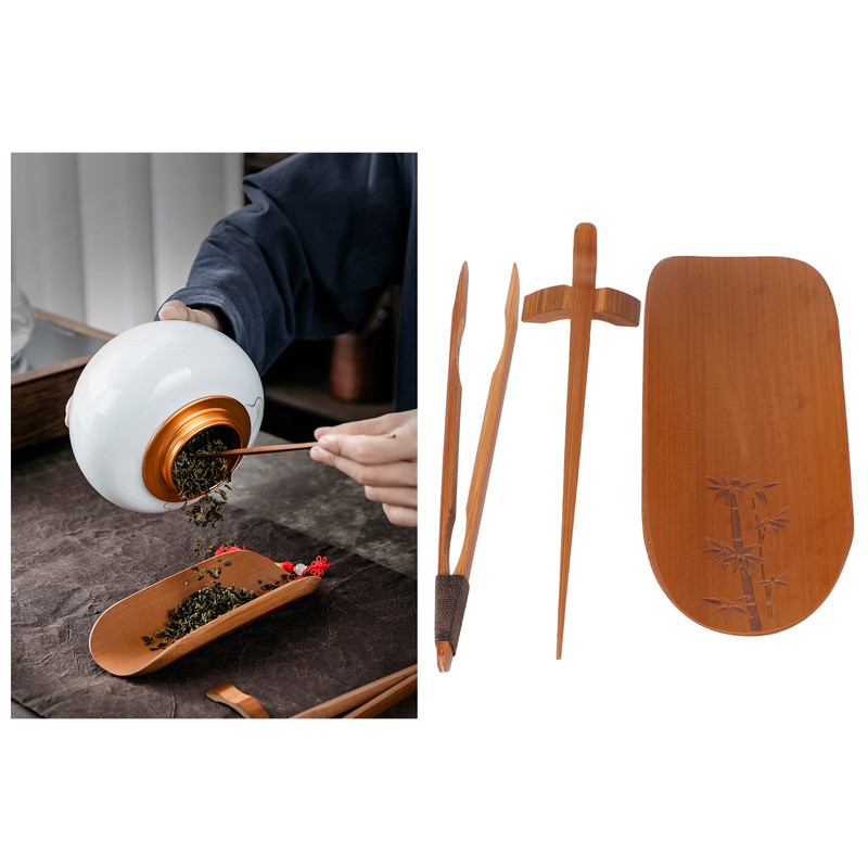 4Pcs set Tea Scoop Set Bamboo Hand Made Carving Tea