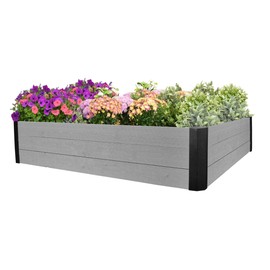 CedarCraft Raised Garden Bed - Gray (48 x 48 x 10.5”H) Perfect for deep Root Vegetables, Herbs & Flowers. Made in Canada. Quick & Easy Assembly.