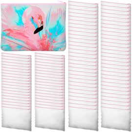 Frienda 100 Pcs Sublimation Blank Canvas Makeup Bags Bulk DIY Heat Transfer Canvas Pen Case Pencil Cosmetic Makeup Bags Clear Sublimation Blank Pouch with Zipper (7 x 4.3 Inch,Pink)