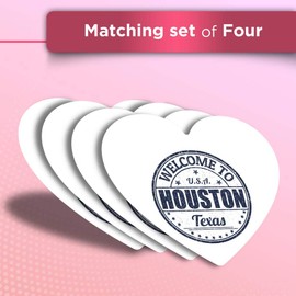 Vinyl Heart Stickers (Set of 4) - Welcome to Houston Texas USA Travel Fun Decals for Laptops,Tablets,Luggage,Scrap Booking,Fridges #5222