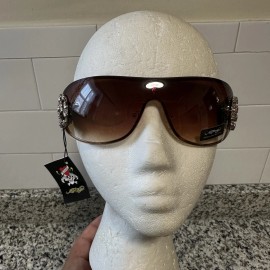 Ed Hardy  Vintage Y2K Brown Sunglasses Skulls  EHS 038 Glasses & Cloth New