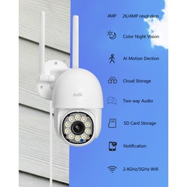 eudic 2K WiFi Surveillance Security Cameras Outdoor, 5G/2.4G WiFi, Security Camera Outdoor Wired with Pan-Tilt 360° View, Night Vision, Motion Detection, Auto Track, 2 Way Audio (1 Pack)