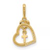 Unbranded 14K Yellow Gold Polished CZ Heart w/Cross Dangle Pendant