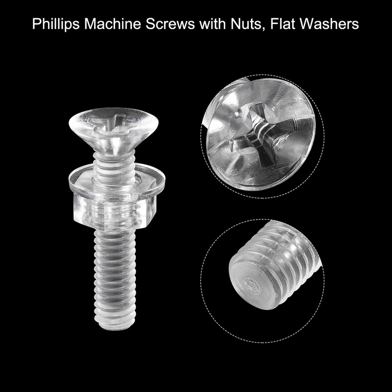 sourcing map M4 x 20mm Plastic Phillips Machine Screws with