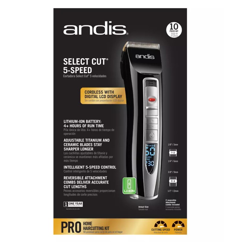 Andis Cordless Hair Trimmer Kit with Travel Case, Adjustable Speed