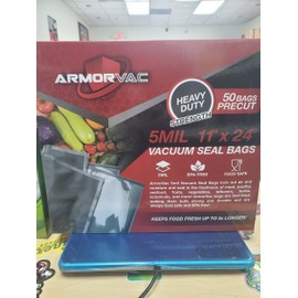 ArmorVac 11”x24” 5mil Precut Vacuum Seal Bags Black & Clear (50 Pack)