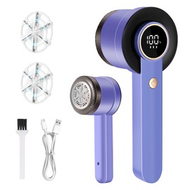hYwecy Electric Lint Remover Rechargeable,Powerful & Efficient Rechargeable Fabric Shaver with Digital Display,3-Speeds Sweater Shaver for Clothes and Furniture (Purple)