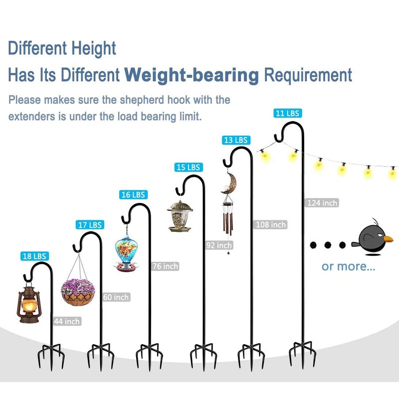 Artigarden Outside Shepherd Hook Extension Poles, 2-Packs, Matte Black, NOT