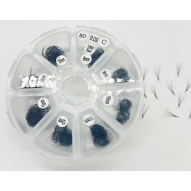 Alluring Loose 10D Premade Lash Fans – D Curl 0.03mm Mix Length (8-15mm), 500 Fans, Volume Eyelash Extensions for Lash Artists, Lightweight Cluster Lashes for Mega Volume Sets