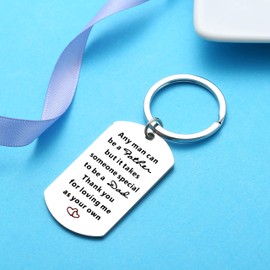 Nimteve Stepdad Gifts From Stepdaughter Stepson Step Dad Keychain Key Tags Father’s Day Gifts For Stepfather Father In Law From Daughter Son (It Takes Someone Specail To Be A Dad)