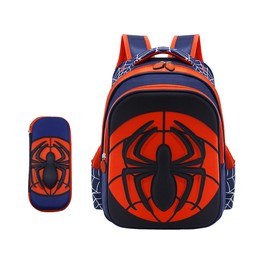 Abawaka Spider Backpack 3D Comic Schoolbag with Stationery Case 2Pcs Waterproof Lightweight Bookbag for Boys Girls