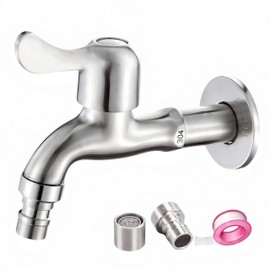 Bifordo Outdoor Garden Bibb Spigot Washing Machine Faucet,1/2" Male NPT Inlet Mop Sink Faucet,Easy to Install Utility Room Faucets with 2 Filter (Long)