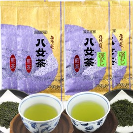 Yame Tea Leaf Tea Sencha (Pine), Deep Steamed Tea (Pine) Drinking Comparison Set, 3.5 oz (100 g) x 4 Bags Each Iwasakien Seisha Kyushu Fukuoka Yame Tea 100%