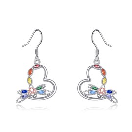 POPLYKE Turtle Back Leaf Earrings for Women 925 Sterling Silver Abalone Plant Earrings Jewellery Gifts, Sterling Silver, Cubic Zirconia