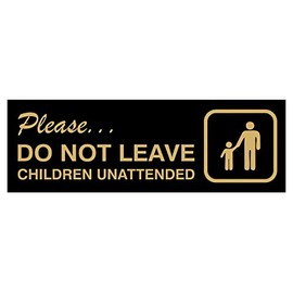 Signs ByLITA Basic Do Not Leave Children Unattended Sign (Black Gold) - Medium