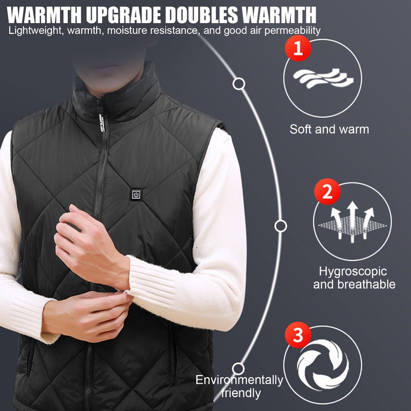 45‑65℃ Heated Vest 5 Gears Tempertature Control Intelligent Switch USB