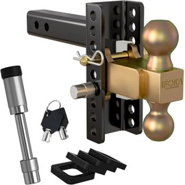 Adjustable Trailer Hitch, 2 Inch Receiver Hitch, 6 Inch Drop Hitch Ball Mount, 20,000 LBS GTW, 2" & 2-5/16" Ball Hitch, Tow Hitch for Heavy Duty Truck with Double Hitches Locks and Pin, Solid Shank