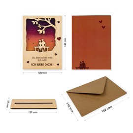 Wooden Valentine's Day Love Greeting Cards | Express Your Heartfelt Affection | For Him/Her | Family | Friends l I Love You (I Love You 2)