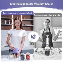 Electric-Mason-Jar-Vacuum-Sealer, Automatic Wide Mouth and Regular Mouth Mason Jar Sealer Kit, VP06+ Vaccum Sealer for Jars with Opener & 5 Pairs of Lids
