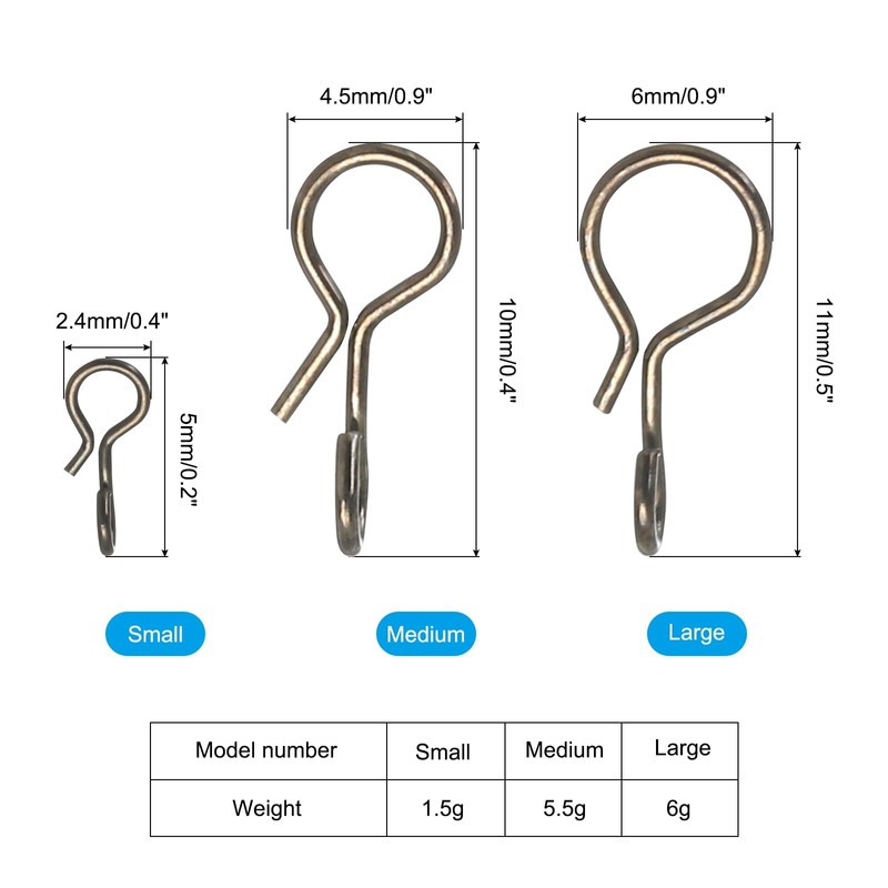 PATIKIL 100 Pack 0.2"/0.43" Fly Fishing Snaps Stainless Steel Quick
