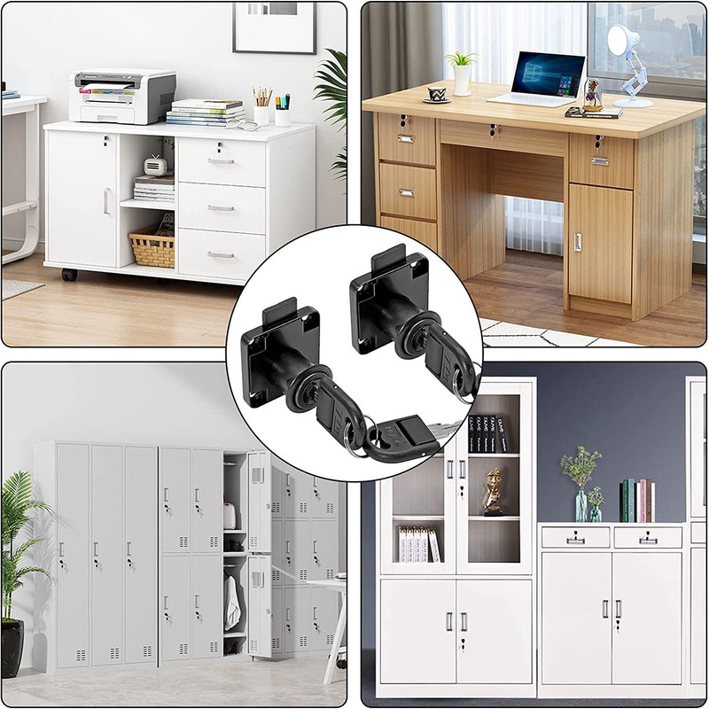 Jiozermi 4 Packs Drawer Lock with Keys, Desktop Lock with