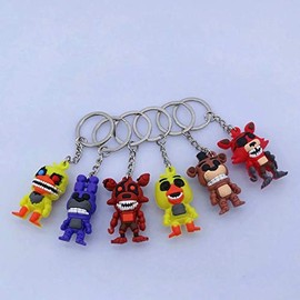 eHoome Giftbox 6PCS–size:1.6''x1.2''/each|Keychain Freddy,Foxy Key Chain,Figures Keychain,Fnaf Easter,Fnaf Plush Foxy Keychain,Freddy Chains,Five Nights At Freddy Keychain–Accessory, Multicolor