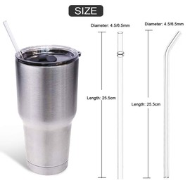 ZYTC Reusable Drinking Straws,Long Clear Plastic Straws for 20 OZ & 30 OZ Yeti,Ozark Trail Tumblers,Set of 8 with Cleaning Brushes (Plastic Drinking straws-8pcs+2)