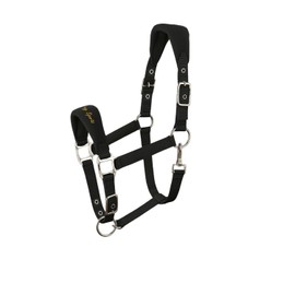 AK Feather Soft Padded Horse Head Collar – Extra Comfort Padding, Adjustable Curb & Poll Straps – Gentle, Durable & Secure Halter for Horses AKRS-6070-01 (Black, Full/ (L),)