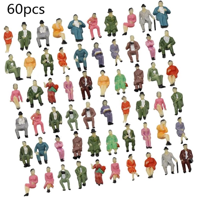 60 Pieces Standing Sitting Passenger Figurine Painted Figure Model Train