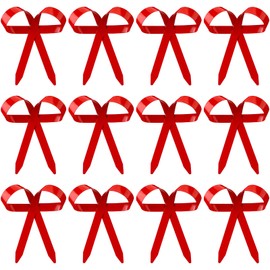 Daifunli 12 Pcs Christmas Metal Bow Christmas Tree Ornaments with Clip Bow Decoration for Christmas Tree Garland Wreath Indoor Outdoor (Red)