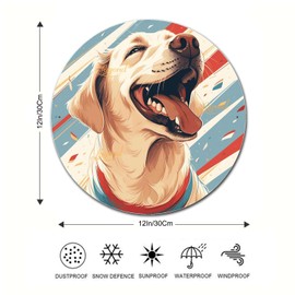 Lygond Metal Sign Tin Sign Wall Art Happy Labrador Dog On Vintage Stripe Circle Tin Signs For Women For Club 12×12 Inches