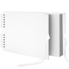 Remowith 29 x 21.5 cm 40 Pages DIY Scrapbook Photo Album Hardcover Kraft Blank Page Memory Book for Wedding Anniversary Family Baby White